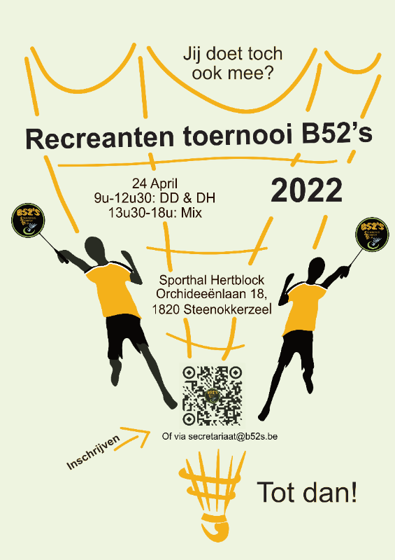 Steenokkerzeel Badmintonclub B52s recreantentoernooi 2022
